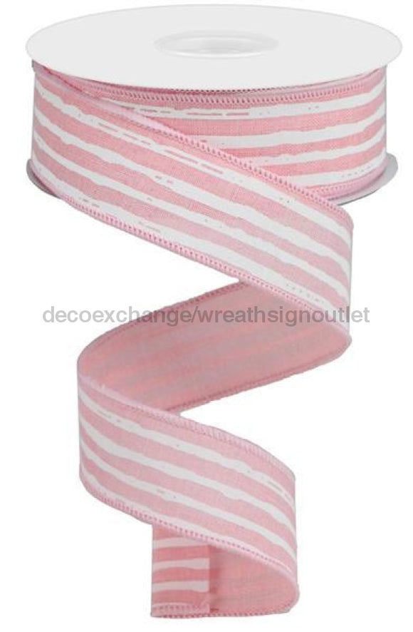 1.5X10Yd Irregular Stripes On Royal Pale Pink/White Rga138115 Ribbon