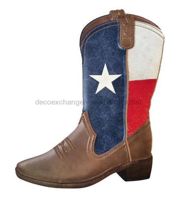 12.5H Texas Flag Cowboy Boot Blue/red/white/brown Md0826 Sign