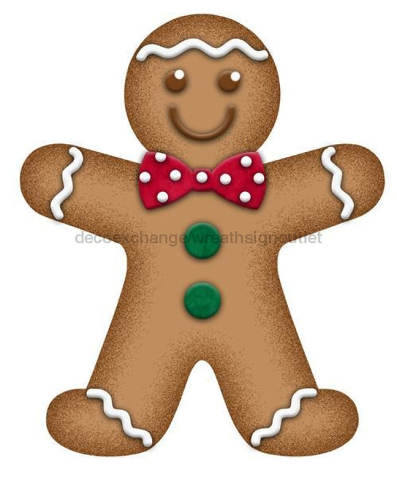12H Metal/embd Gingerbread Boy Brown/red/green/white Md055504 Sign