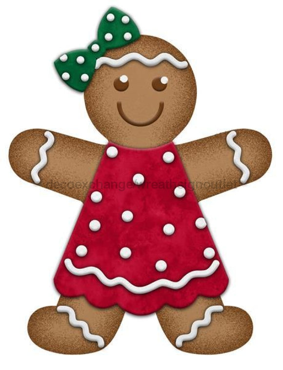 13H Metal/embd Gingerbread Girl Red/green/brown/white Md055524 Sign