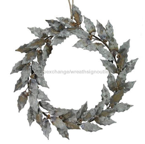 19.5"Dia Metal Holly Berry Wreath Rustic Whitewash XS089746 - healthypureonline