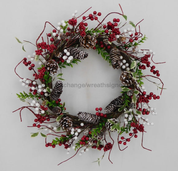 20 In Pine Cone Berry Wreath 63014 Base