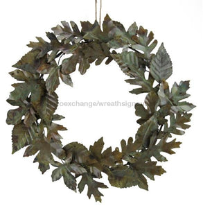 20"Dia Mixed Metal Leaf Wreath Aged Brass Patina HA141045 - healthypureonline