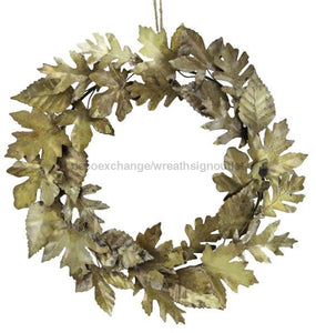 20"Dia Mixed Metal Leaf Wreath Old Brass HA141041 - healthypureonline