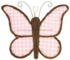 21.5"L x 18"H Grapevine Check Butterfly Lt Pink/White/Natural KG300815 - healthypureonline