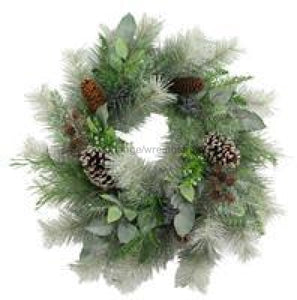 24"Dia Juniper/Mixed Pine Wreath Mixed Green/Silver XX8180 - healthypureonline
