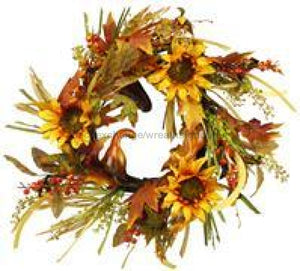 26"Dia Sunflower/Gourd Wreath Autumn FR6523 - healthypureonline