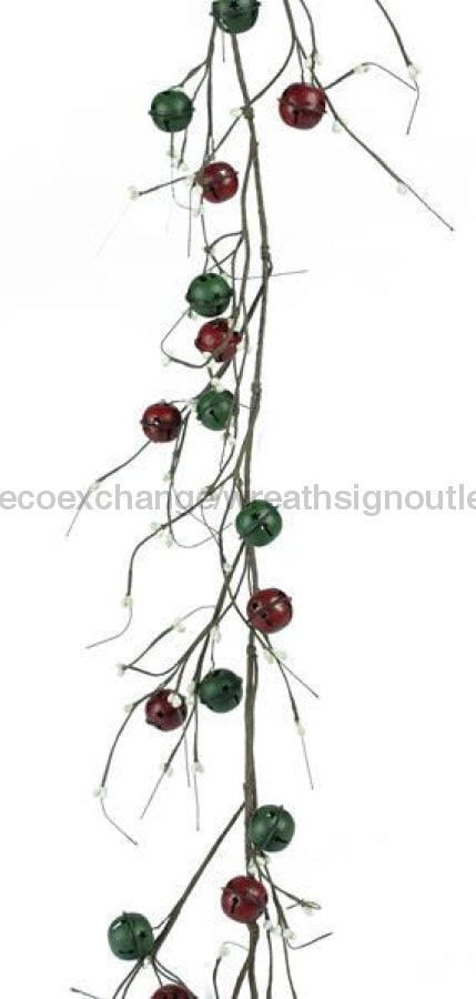 59L Jingle Bell/Pip Garland Antique Red/Green Xc416033 Base