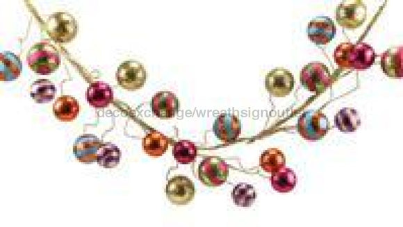 5'L Glitter Ball Garland Fsha/Trq/Lme/Prpl/Org/Gld XG6733F6 - healthypureonline