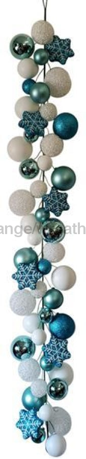 6L Effortless Snowflake Orn Garland Turquoise/White Xg912260 Base