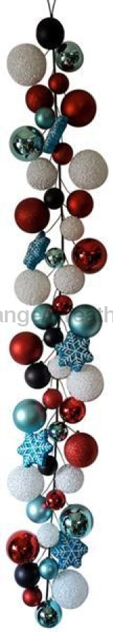 6L Effortless Snowflake Orn Garland Turquoise/White/Red/Black Xg9122Y3 Base