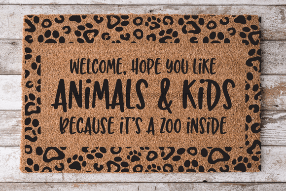 Animal Print Zoo In Here - Funny Door Mat - 30x18