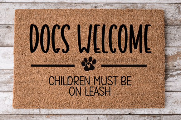 Children On Leash - Funny Dog Door Mat - 30x18
