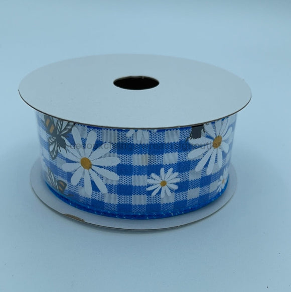 Cobalt-Wht Ginghm/Daisies-Bees, 1.5