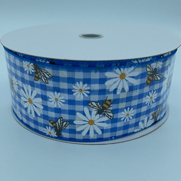 Cobalt-Wht Ginghm/Daisies-Bees, 2.5