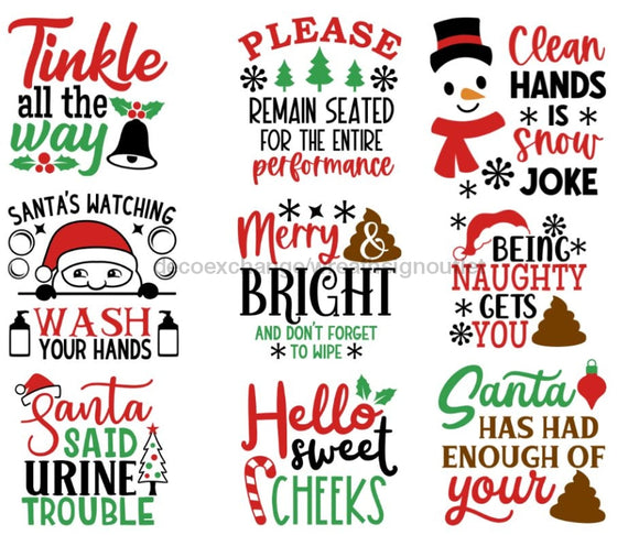 Digital Download - Christmas Toilet Paper Sublimation Bundle Print Your Own Sign