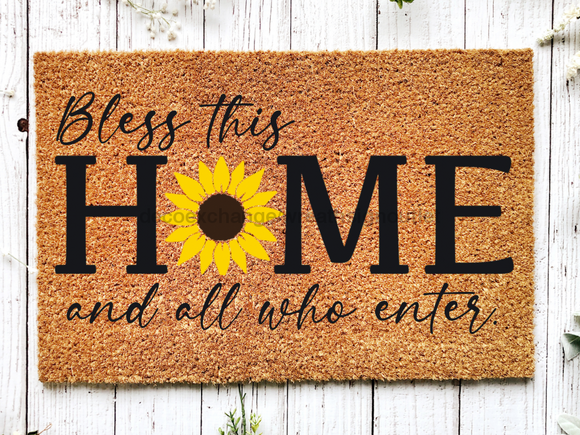 Funny Doormat, Coir Doormat, Welcome Mat, Housewarming Gift, Bless This Home and All Who Enter Doormat, Front Door Doormat, Sunflower Doormat, New Homeowner Gift DECOE-CM-149 - healthypureonline®