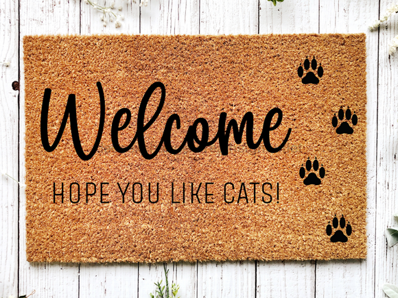 Funny Doormat, Coir Doormat, Welcome Mat, Housewarming Gift, Cats Welcome Doormat, Welcome, Hope You Like Cats! Front Door Doormat, Welcome Doormat, New Homeowner Gift DECOE-CM-099 - healthypureonline®