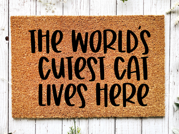 Funny Doormat, Coir Doormat, Welcome Mat, Housewarming Gift, The World's Cutest Cat Lives Here Welcome Doormat, Cat Front Door Doormat, Welcome Doormat, New Homeowner Gift DECOE-CM-101 - healthypureonline®