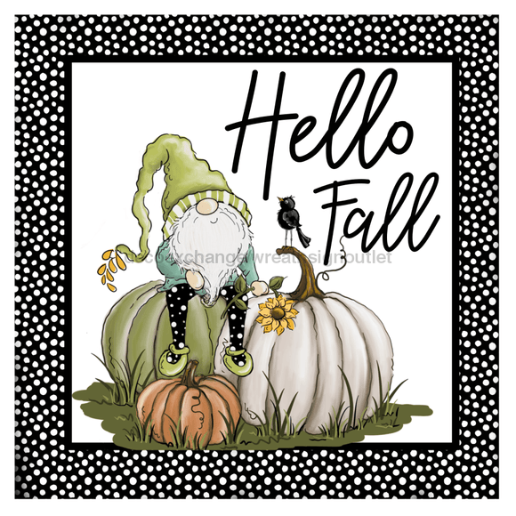 Hello Fall Gnome Metal Sign 10