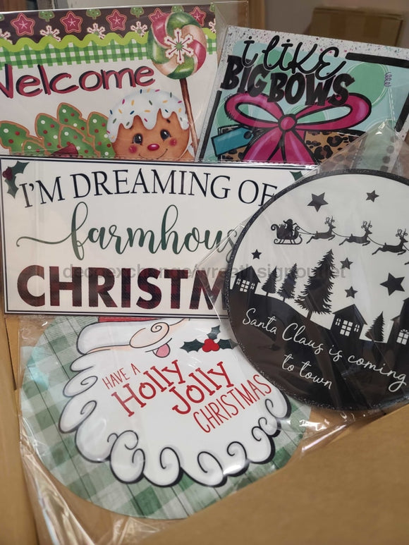 Variety 5 Pack of Christmas Signs, Metal Signs DECOE-998, Sign For Wreaths - healthypureonline®