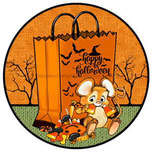 Wreath Sign, Halloween Candy Corn Mouse 10" Round Metal Sign DECOE-175, Sign For Wreath, healthypureonline - healthypureonline