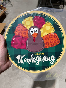 Wreath Sign, Happy Thanksgiving Turkey- 10" Round Metal Sign - TB-005, healthypureonline, Sign For Wreaths - healthypureonline