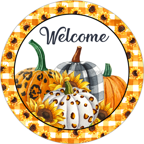 Wreath Sign, Pumpkin Sign, Welcome Fall Sign, 10