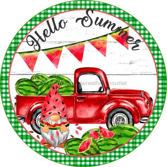 Wreath Sign, Summer Sign, Truck and Watermelon Sign, 10