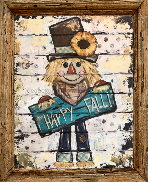 Wreath Sign, 8x10 Framed Scarecrow Happy Fall, Fall Sign, CH-014, healthypureonline, Sign For Wreaths - healthypureonline