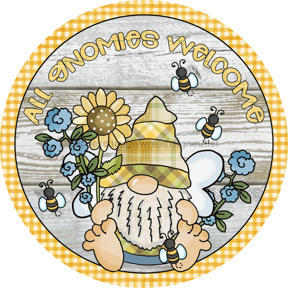 Wreath Sign, Bee Sign, Gnome Sign, Gnomies, 12