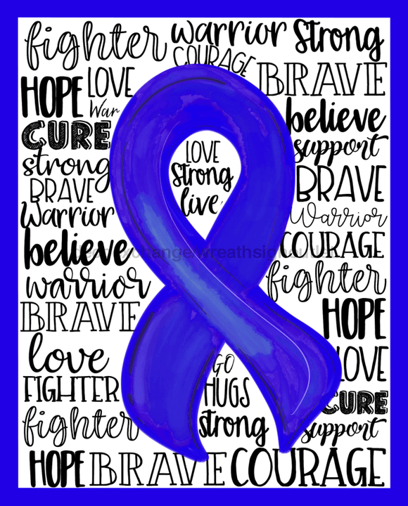 Wreath Sign, Blue Awareness Sign, Colon Cancer, 8x10