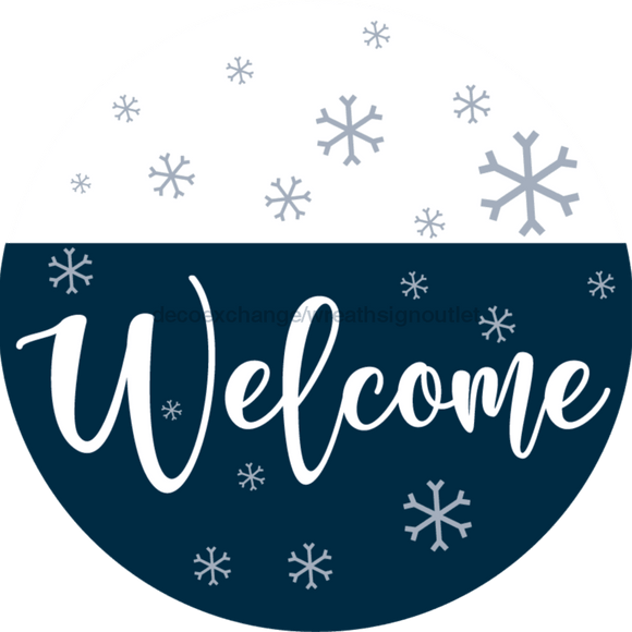 Wreath Sign, Blue Winter Welcome, Christmas Sign, 10