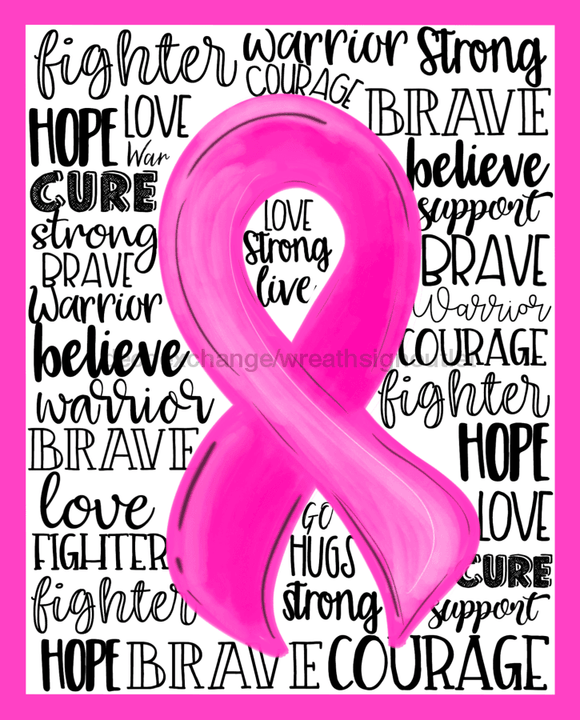 Wreath Sign, Breast Cancer Awareness Sign, 8x10