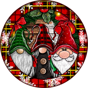 Wreath Sign, Christmas Gnomes, Christmas Sign, 12" Round, Metal Sign, DECOE-761, healthypureonline, Sign For Wreath - healthypureonline