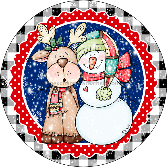 Wreath Sign, Christmas Sign, Reindeer Sign, 12