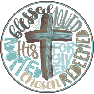 Wreath Sign, Cross Sign, Religious Sign, 12" Round, Metal Sign, DECOE-182, healthypureonline, Sign For Wreath - healthypureonline