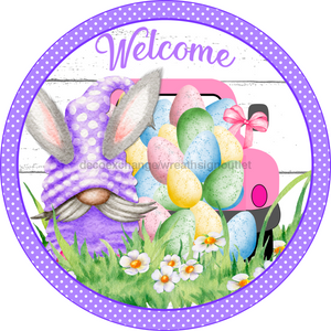 Wreath Sign, Easter Sign, Welcome Easter Sign, 12" Round Metal Sign DECOE-424, Sign For Wreath, healthypureonline - healthypureonline