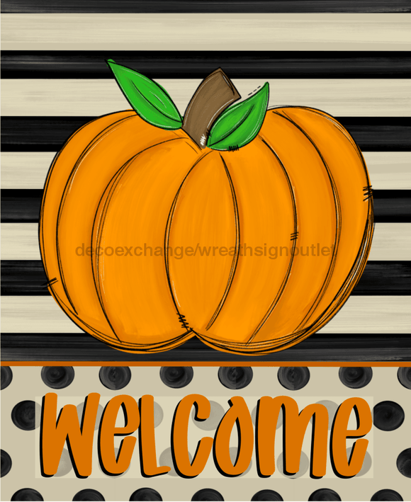 Wreath Sign, Fall - Welcome Pumpkin 8x10