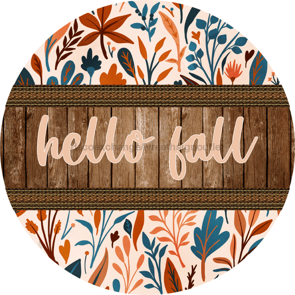 Wreath Sign, Hello Fall, Blue Fall Sign, 12