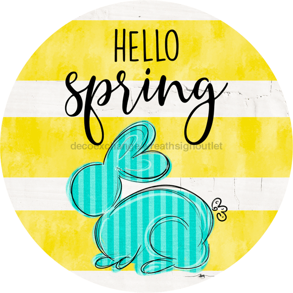 Wreath Sign, Hello Spring, Yellow Bunny, Easter, 12