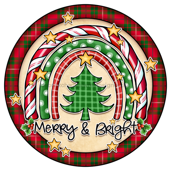 Wreath Sign, Merry and Bright - 12
