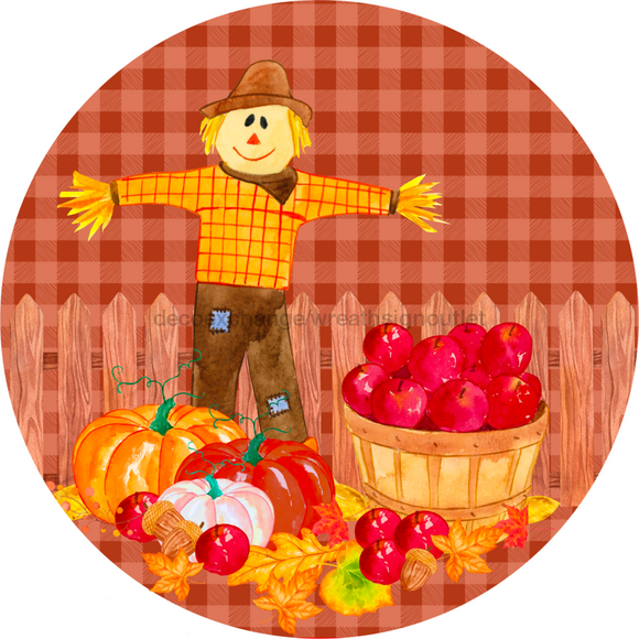 Wreath Sign, Scarecrow Sign, Apple Picking, Fall Sign, 10
