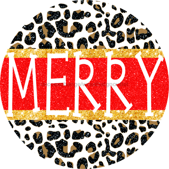 Wreath Sign, Snow Leopard, Merry Christmas Sign, 12