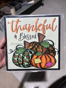 Wreath Sign, Thankful and Blessed Pumpkins 10"x10" Metal Sign DECOE-149, Sign For Wreath, healthypureonline - healthypureonline