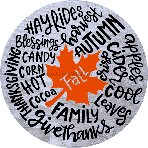 Wreath Sign, Typography Fall Sign, Autumn Sign, 10