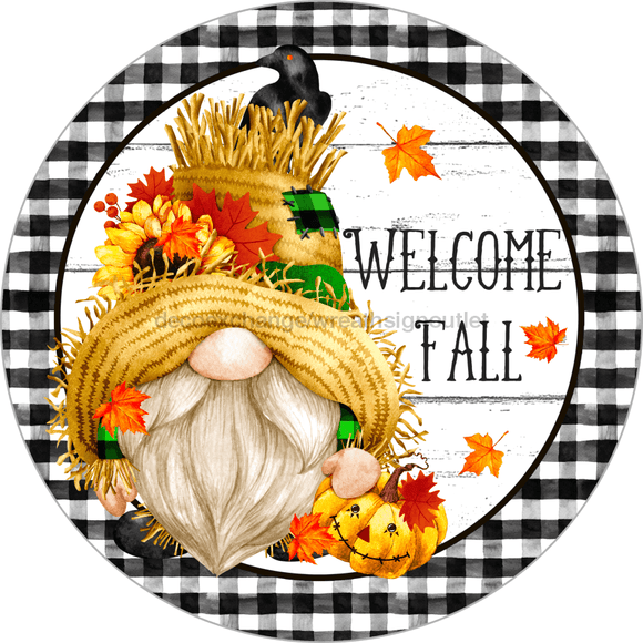 Wreath Sign, Welcome Fall, Gnome Fall Sign, 12