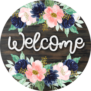 Wreath Sign, Welcome Sign, Floral Sign, 12" Round Metal Sign DECOE-807, Sign For Wreath, healthypureonline - healthypureonline