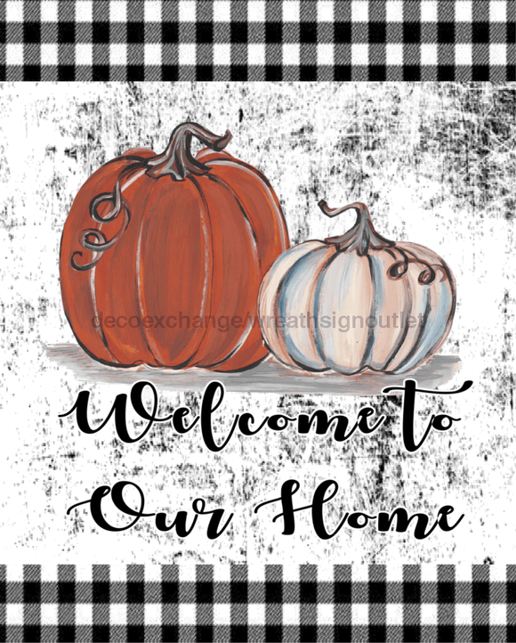 Wreath Sign, Welcome To Our Home, Black and White Fall Sign, 8